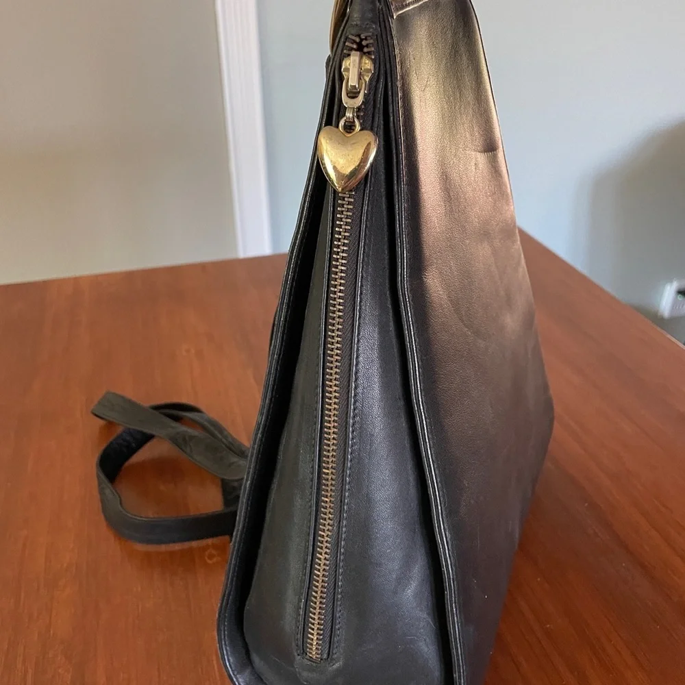 Black hard leather backpack handbag purse /backpack style